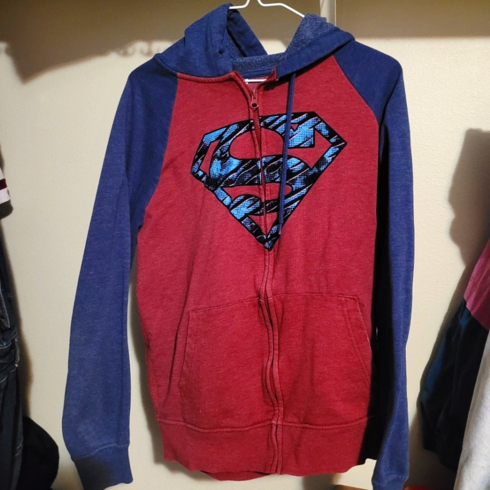 Superman hoodie size Medium red and blue